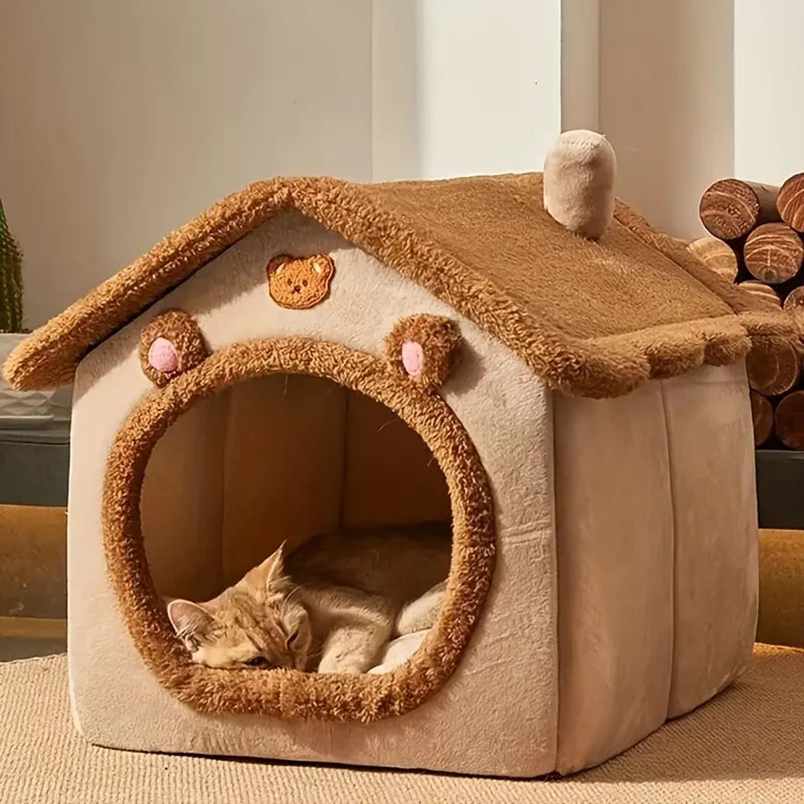 Foldable Pet House – Washable Removable Cave Bed for Small & Medium Cats