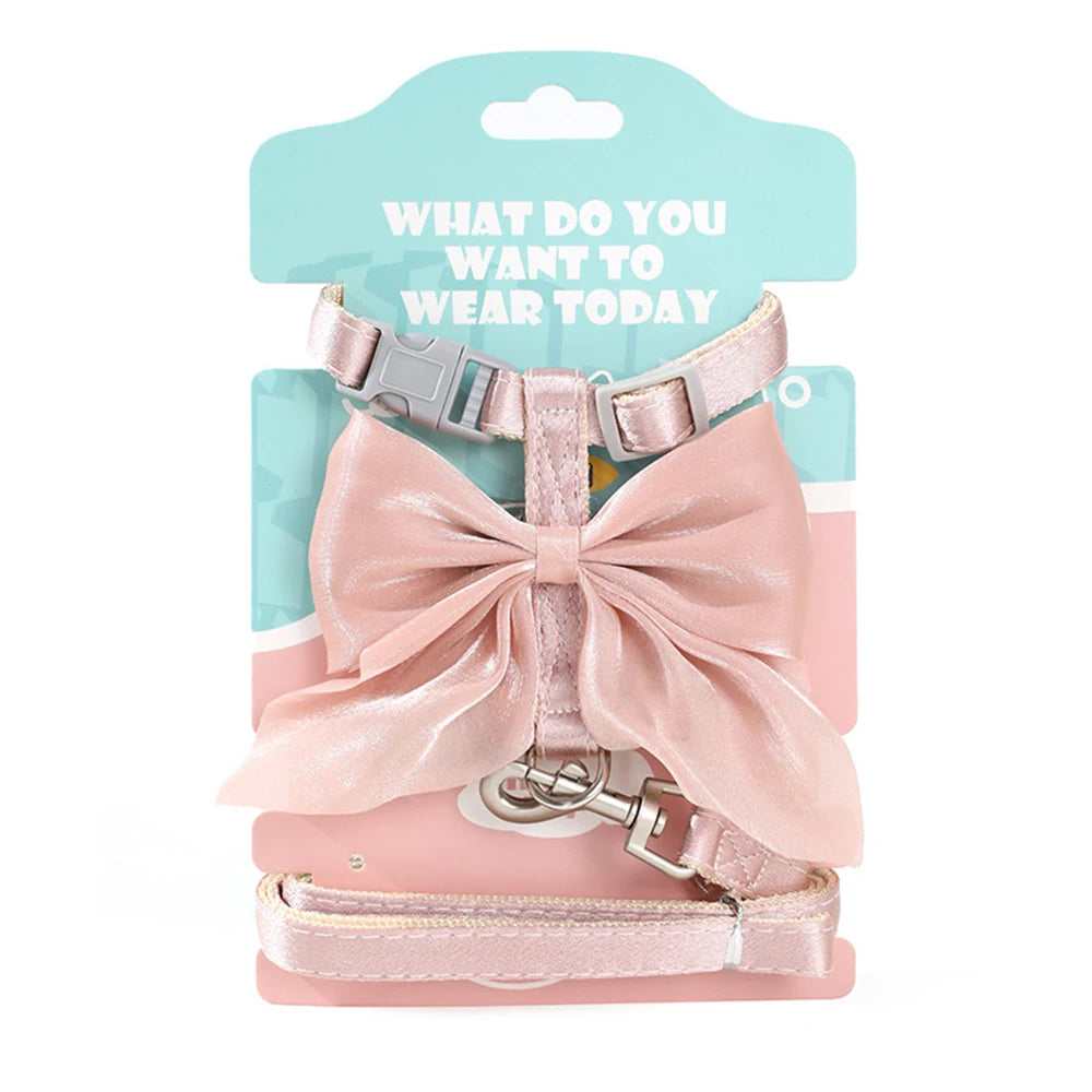 Bowknot Cat Harness – Cute Princess Dress-Style Harness with Leash for Kittens