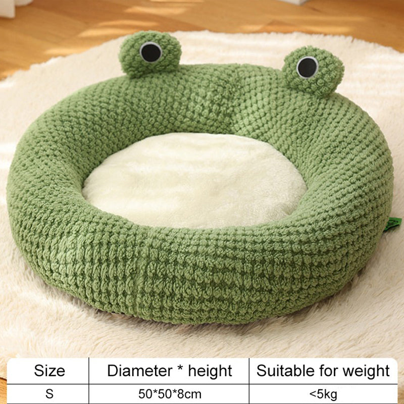 Winter Pet Nest – Plush Semi-Enclosed Frog-Shaped House for Cats