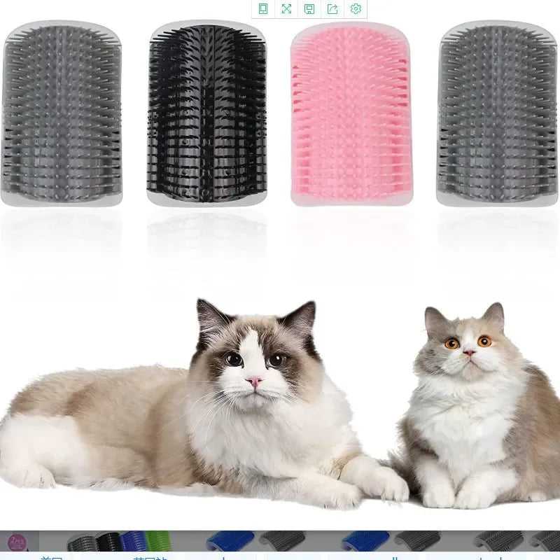 Cat Corner Grooming Brush – Self-Cleaning Hair Removal Comb with Catnip