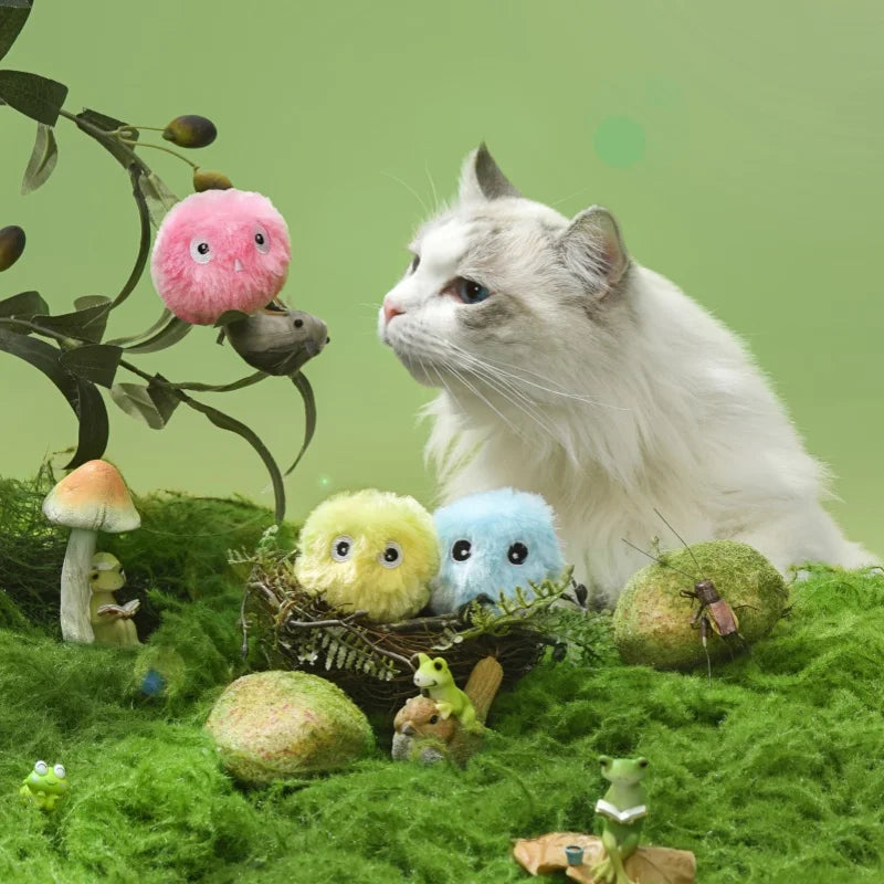 Interactive Electric Cat Toy Ball – Plush Catnip Squeak Toy for Kittens