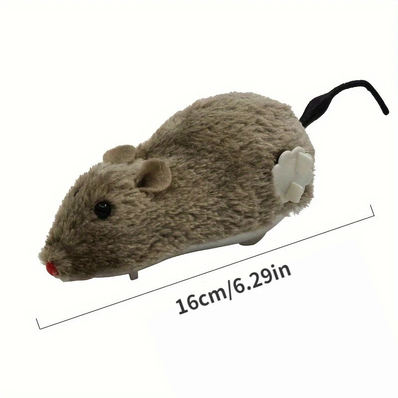 1/5PCS Plush Wind-Up Mouse Toy – Interactive Moving Animal Toy for Cats