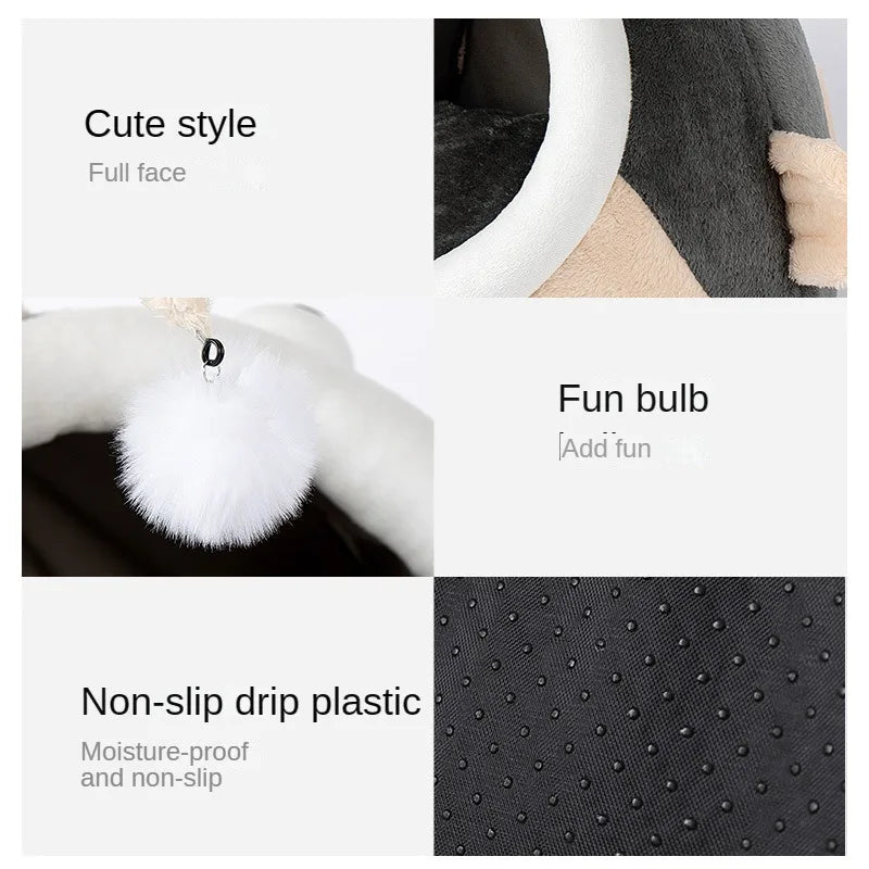 Lantern Fish Cat Bed – Warm Plush Lounger & Tent for Kittens, Washable