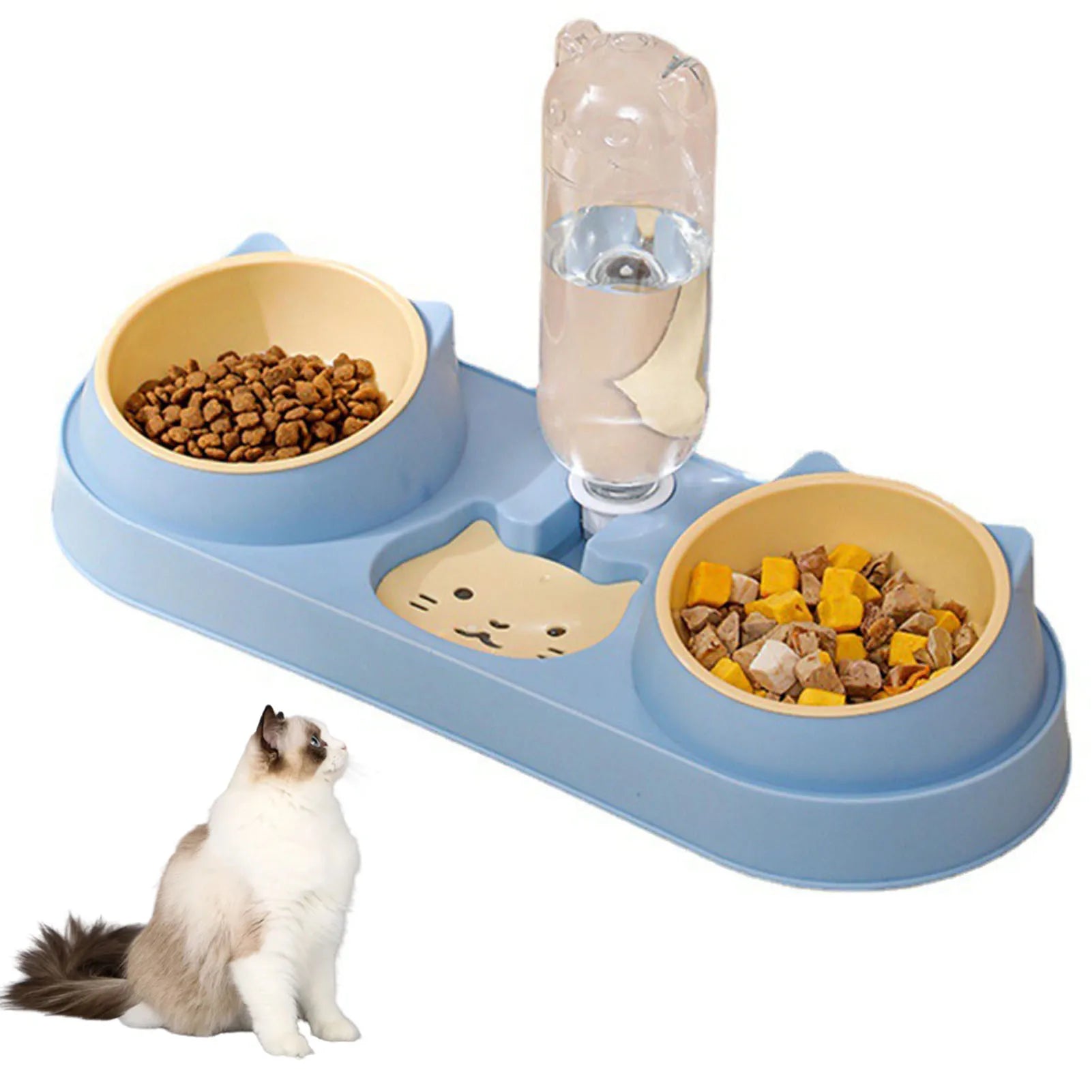 Automatic Pet Feeder & Water Fountain – Double Raised Bowls for Cats & Dogs