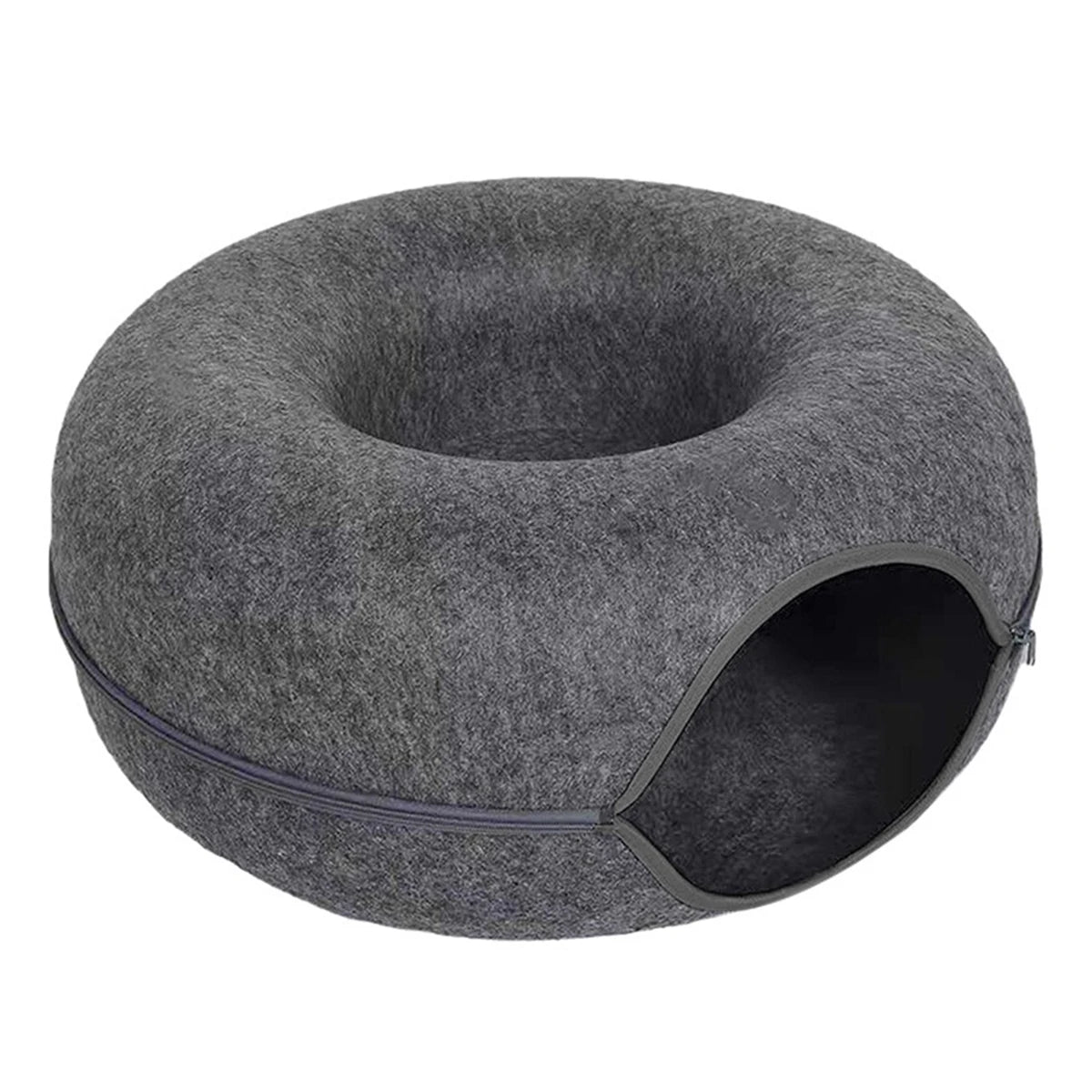 Felt Donut Cat Bed – 2-in-1 Hide & Play Tunnel for Cats