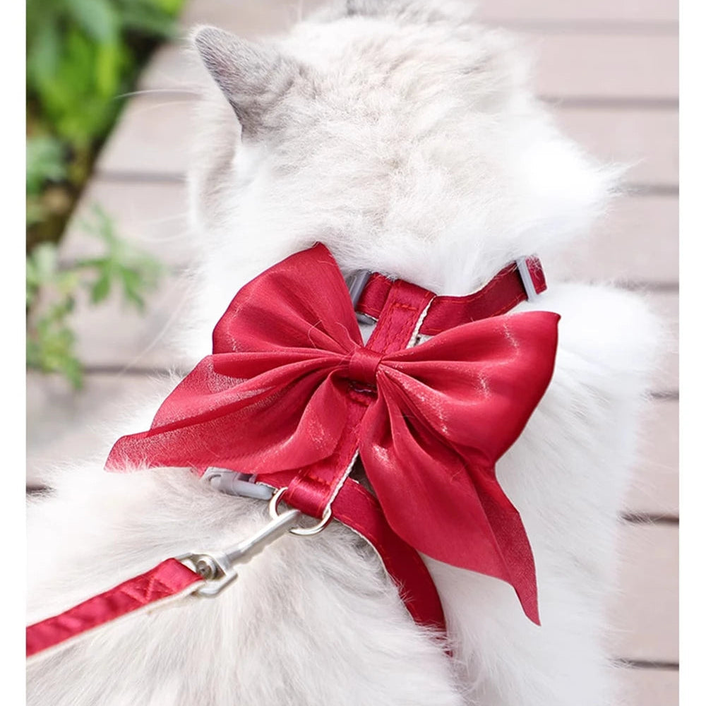 Bowknot Cat Harness – Cute Princess Dress-Style Harness with Leash for Kittens