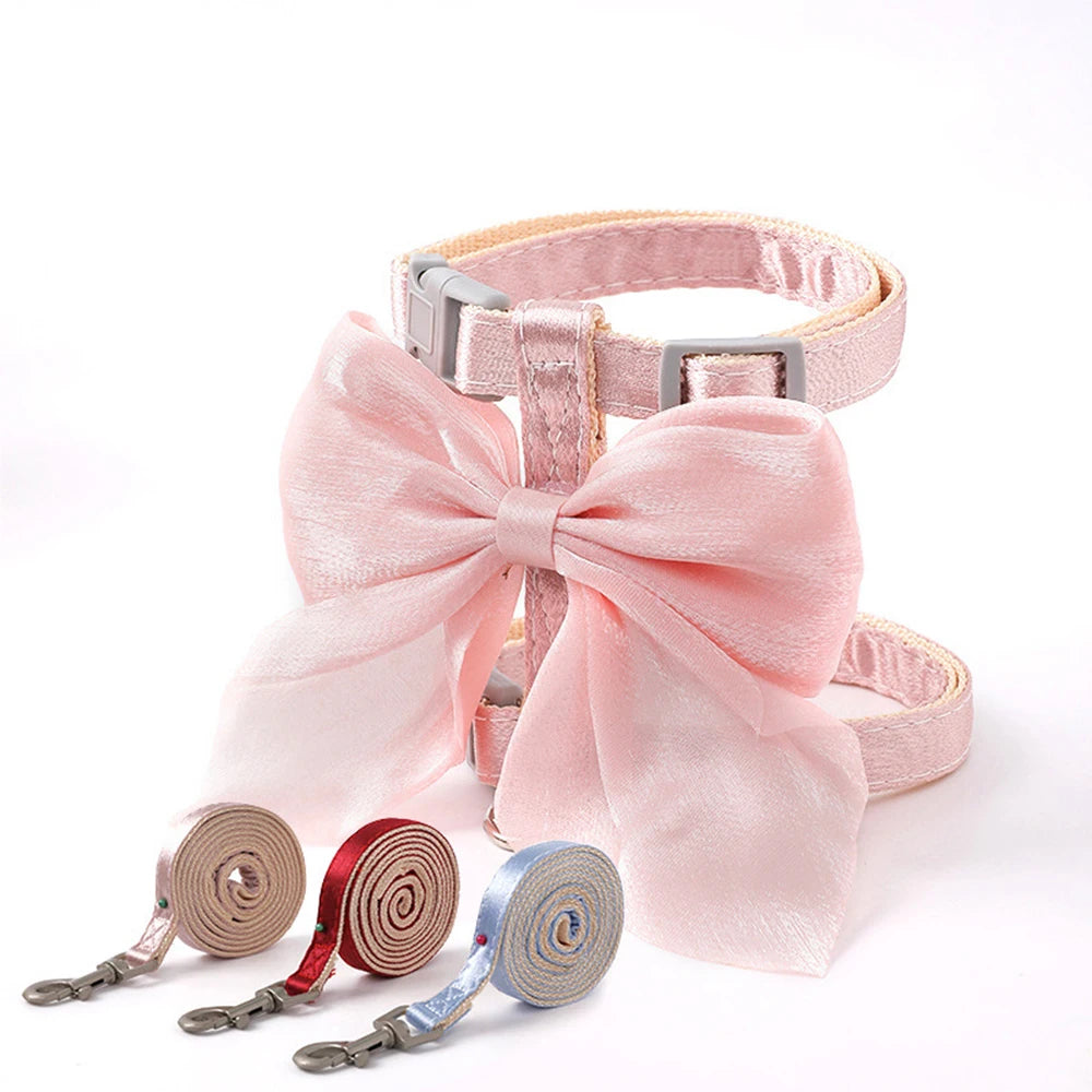 Bowknot Cat Harness – Cute Princess Dress-Style Harness with Leash for Kittens