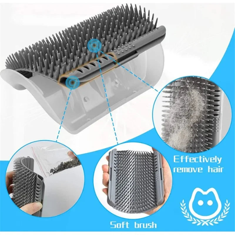 Cat Corner Grooming Brush – Self-Cleaning Hair Removal Comb with Catnip