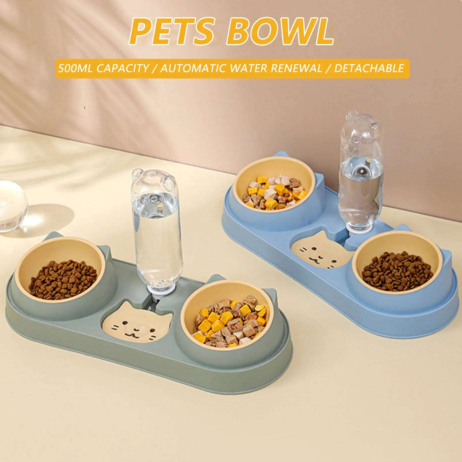 Automatic Pet Feeder & Water Fountain – Double Raised Bowls for Cats & Dogs