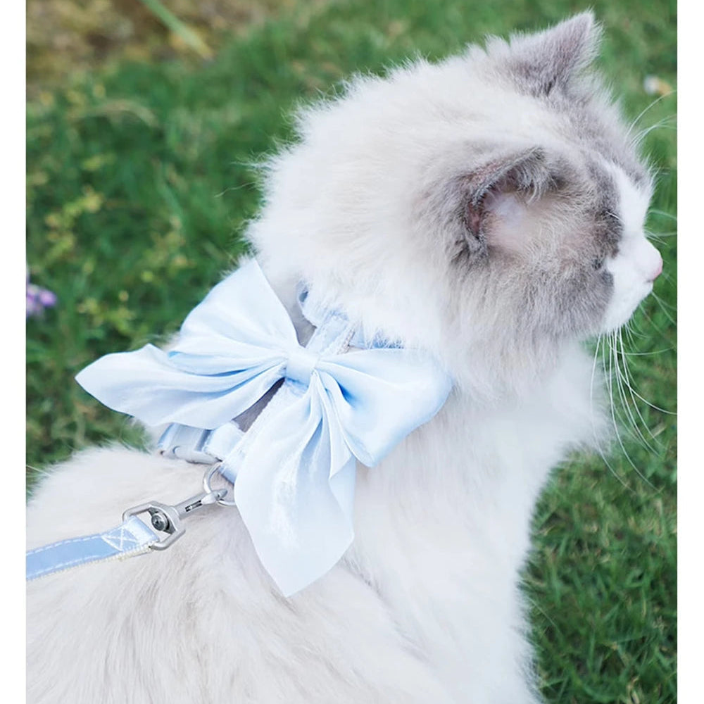 Bowknot Cat Harness – Cute Princess Dress-Style Harness with Leash for Kittens