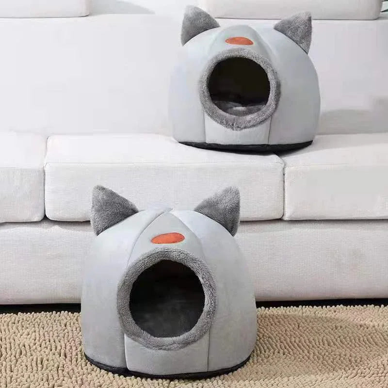 Deep Sleep Winter Pet Bed – Cozy Indoor Tent Nest for Cats