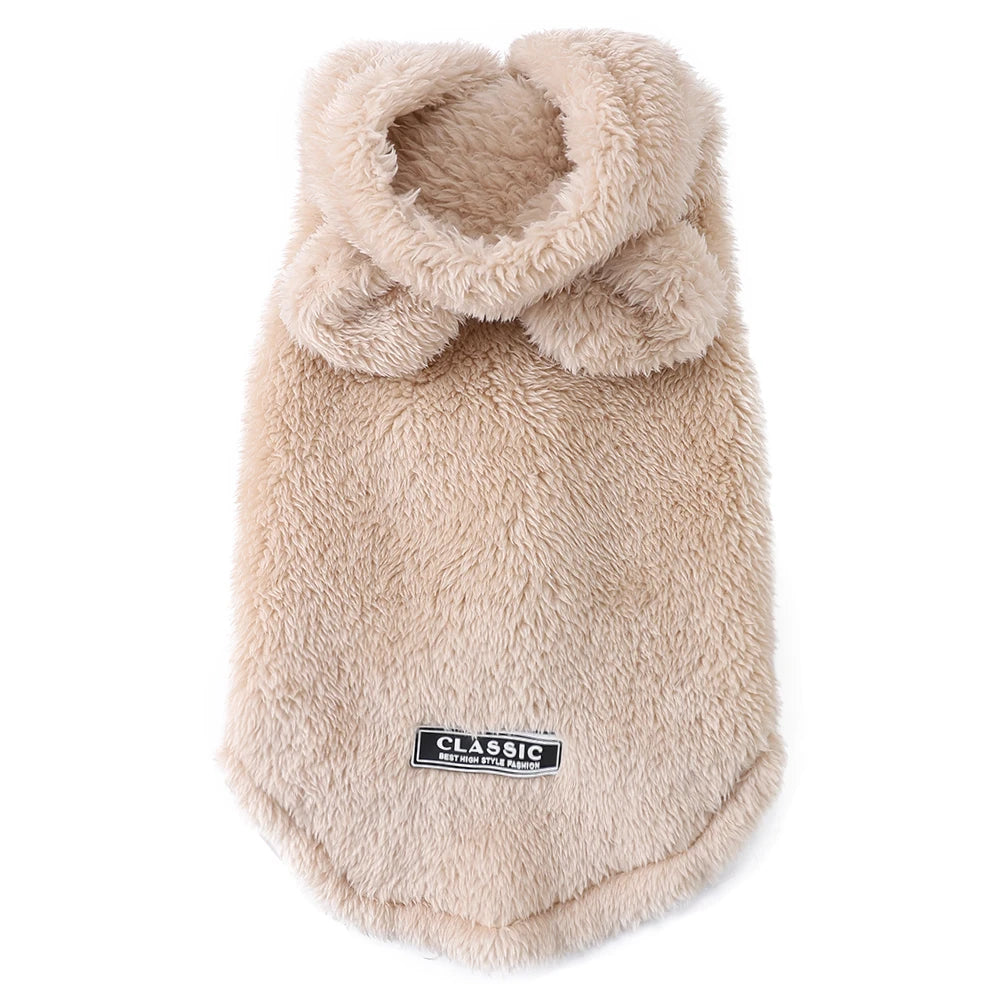 Fleece Winter Pet Hoodie – Cute Soft Clothes with Rabbit Ears for Small & Medium Cats