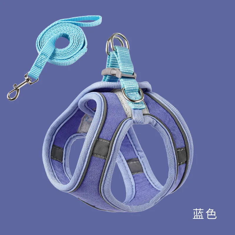 Reflective Pet Harness Set – Small Vest-Style Adjustable Harness with Leash for Cats at Night