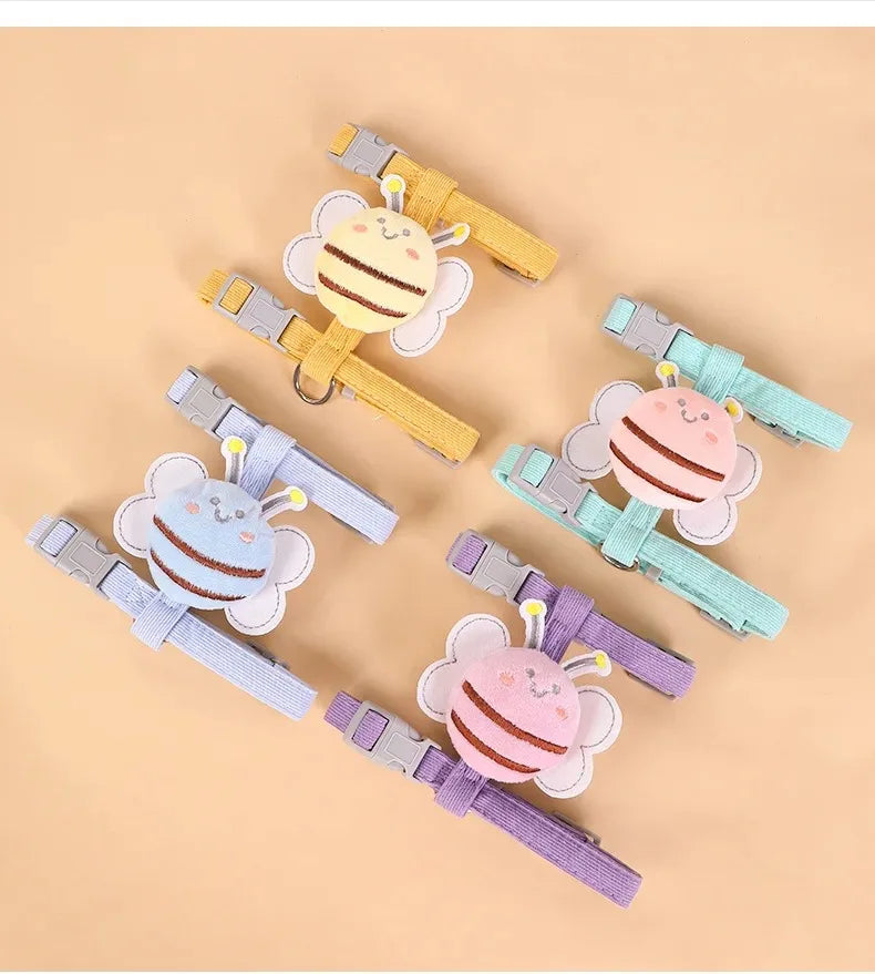 Cartoon Bee Cat Harness Set – Adjustable Double-Layer Leash for Small & Medium Pets