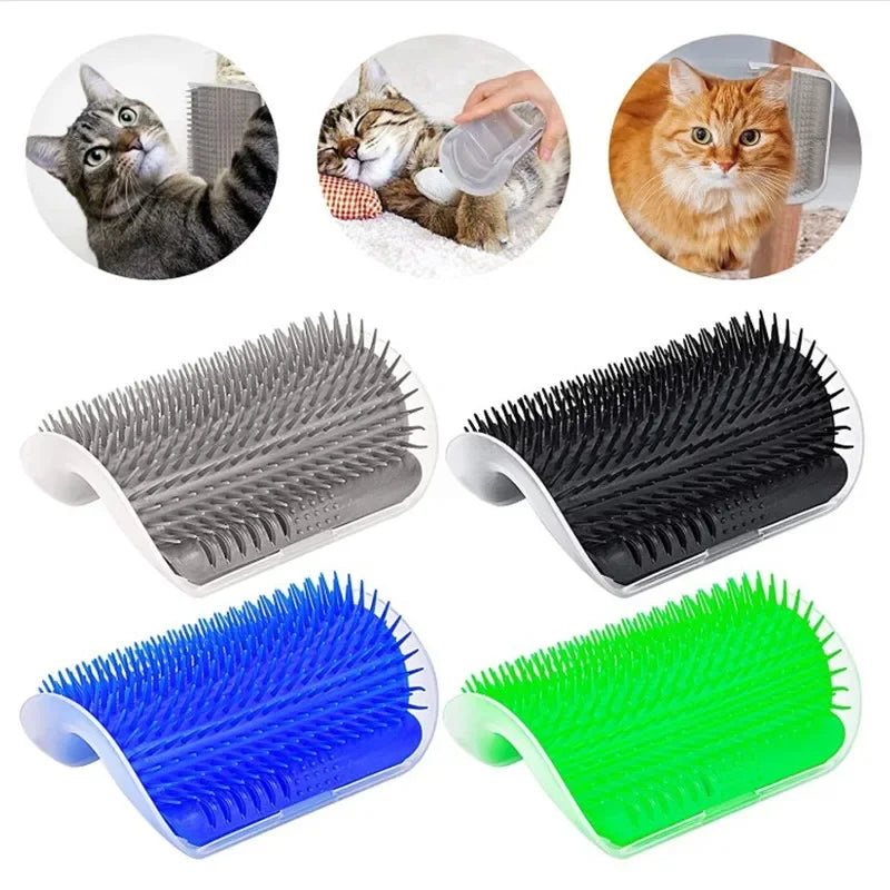Cat Corner Grooming Brush – Self-Cleaning Hair Removal Comb with Catnip