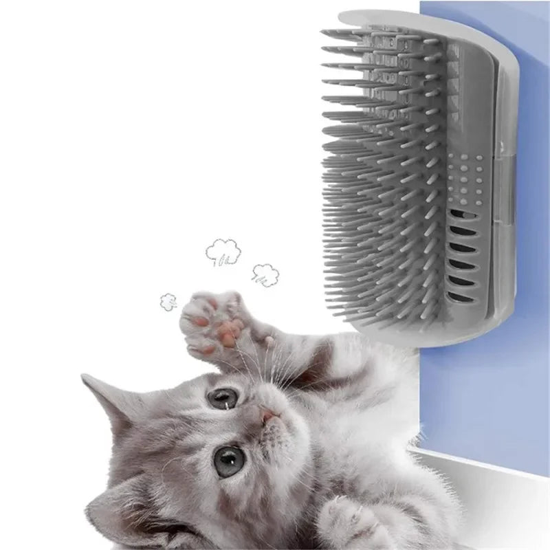 Cat Corner Grooming Brush – Self-Cleaning Hair Removal Comb with Catnip