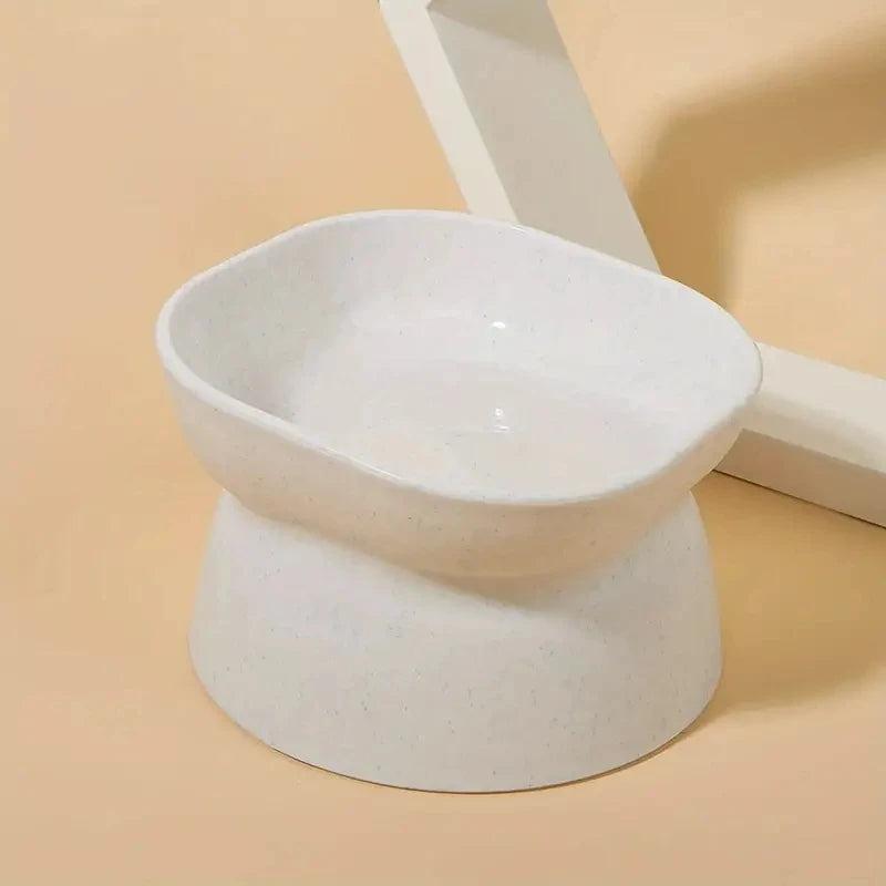 Classic Anti-Rollover Cat Bowl – Elevated Design with Wide Opening and Neck Protection