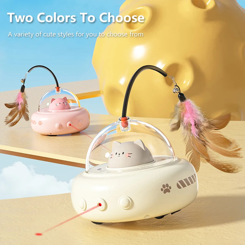 Electric Interactive Cat Toy – Rechargeable Feather Teaser Wand for Cats