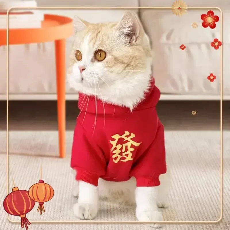 Chinese New Year Pet Hoodie – Winter Coat for Cats