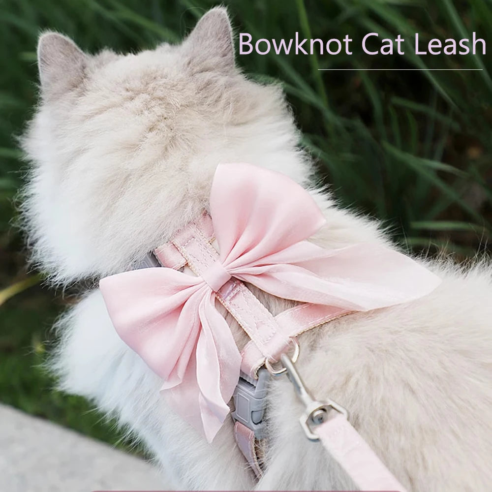 Bowknot Cat Harness – Cute Princess Dress-Style Harness with Leash for Kittens
