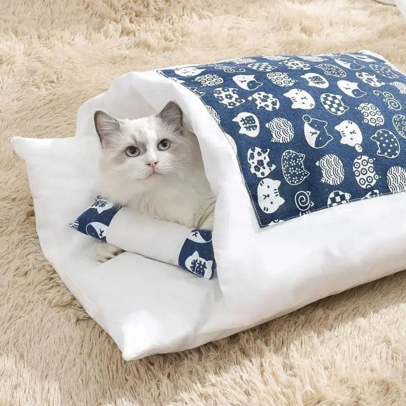 Kawaii Removable Cat Bed – Cozy Cave House for Adult Cats & Large Pets
