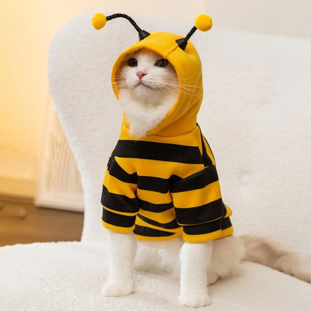 Bee Pet Hoodie – Winter Cosplay Outfit for Small & Medium Cats