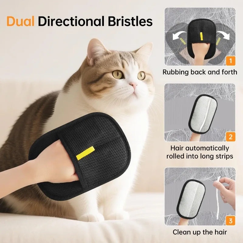 Pet Hair Removal Gloves – Electrostatic Grooming Brush for Cats & Dogs
