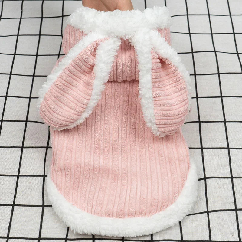 Warm Winter Pet Hoodie – Cute Bunny Coat for Kittens, Cats