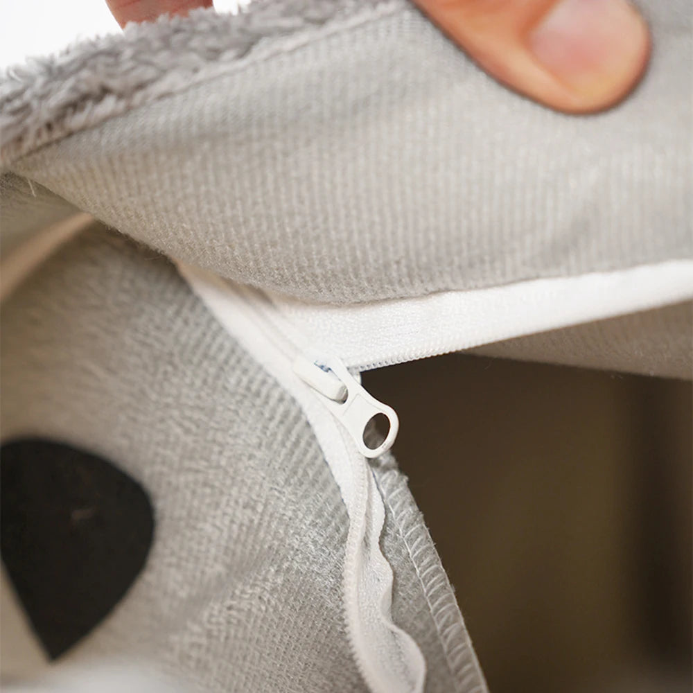 Gray Semi-Enclosed Cat House – Detachable, Washable Four-Season Nest for Small Pets