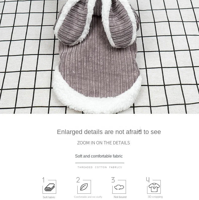 Warm Winter Pet Hoodie – Cute Bunny Coat for Kittens, Cats