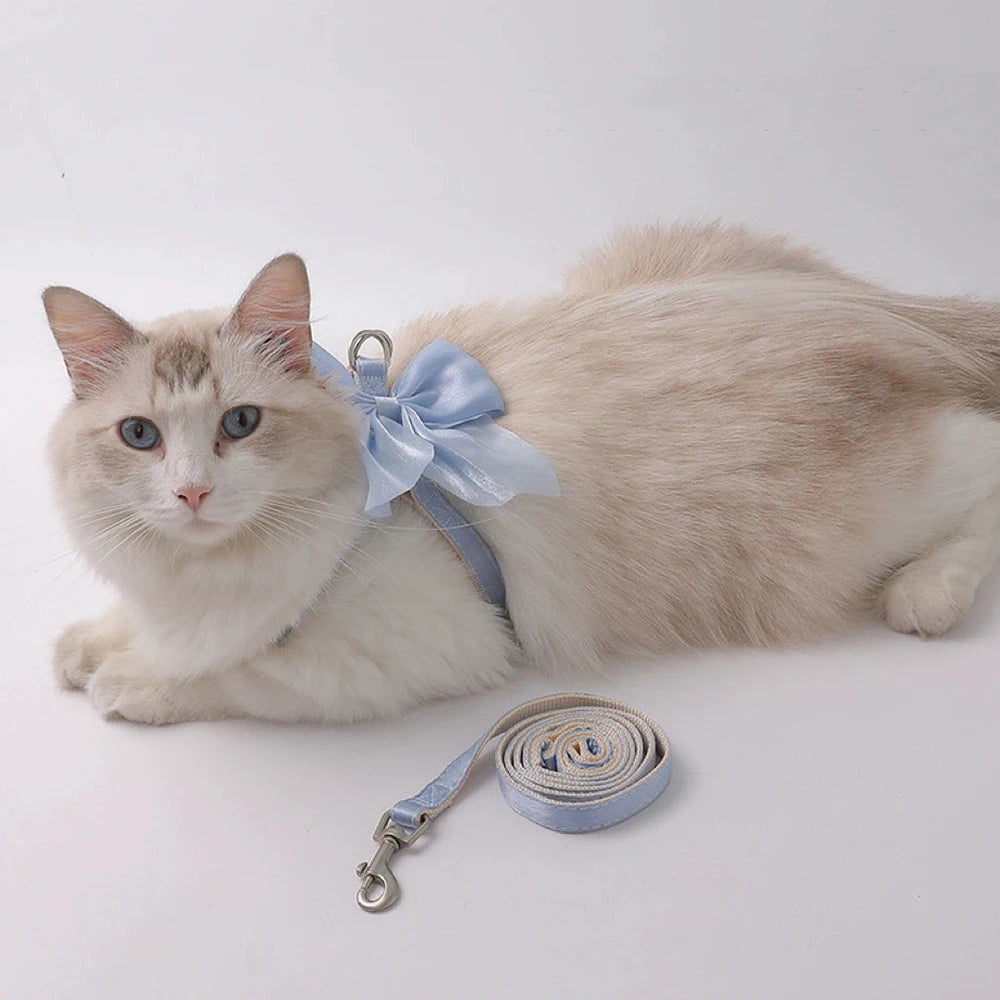 Bowknot Cat Harness – Cute Princess Dress-Style Harness with Leash for Kittens
