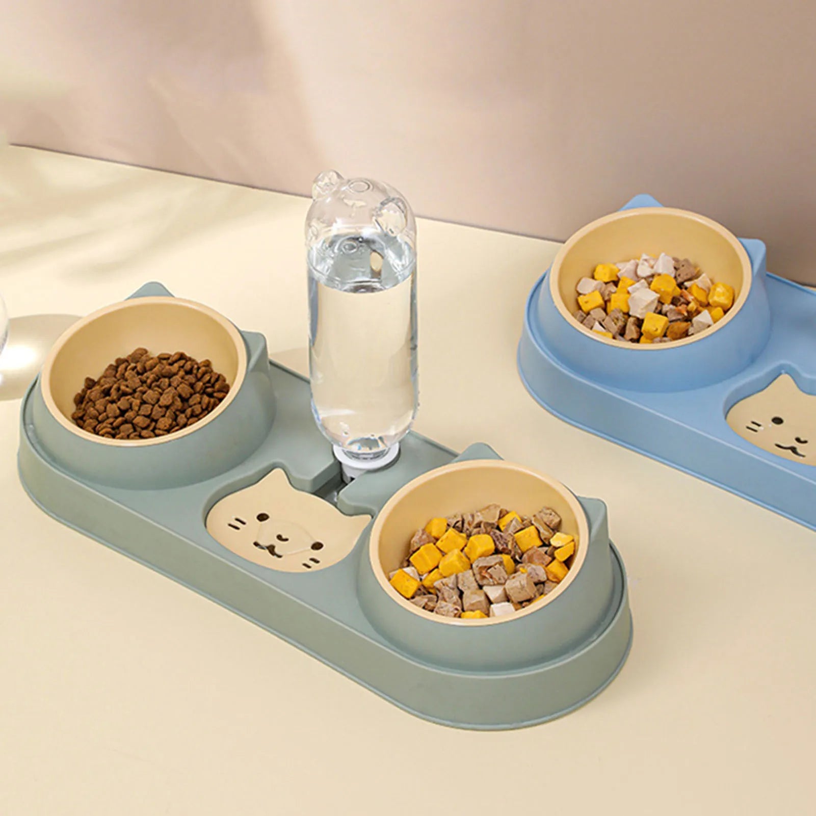 Automatic Pet Feeder & Water Fountain – Double Raised Bowls for Cats & Dogs