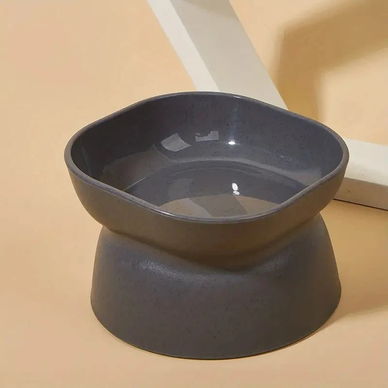 Classic Anti-Rollover Cat Bowl – Elevated Design with Wide Opening and Neck Protection