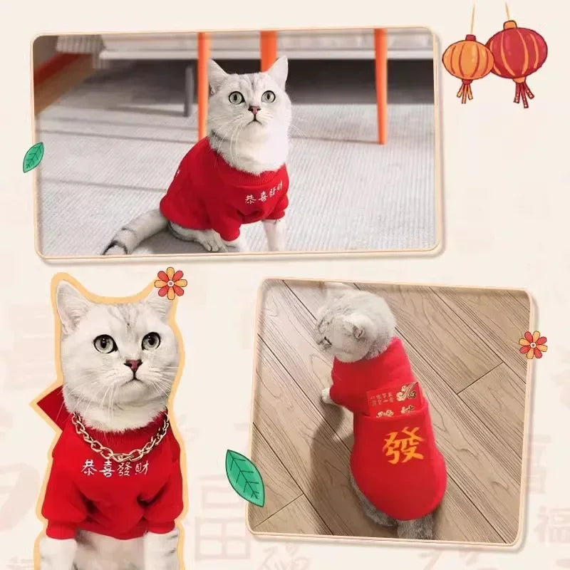 Chinese New Year Pet Hoodie – Winter Coat for Cats