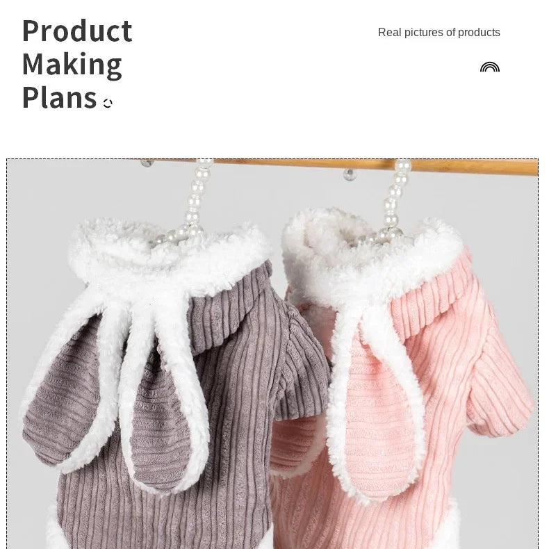 Warm Winter Pet Hoodie – Cute Bunny Coat for Kittens, Cats