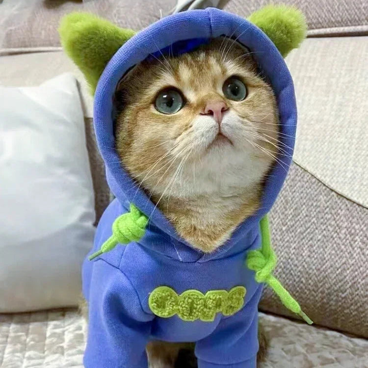 Autumn/Winter Pet Hoodie – Warm & Cute Clothes for Small Cats