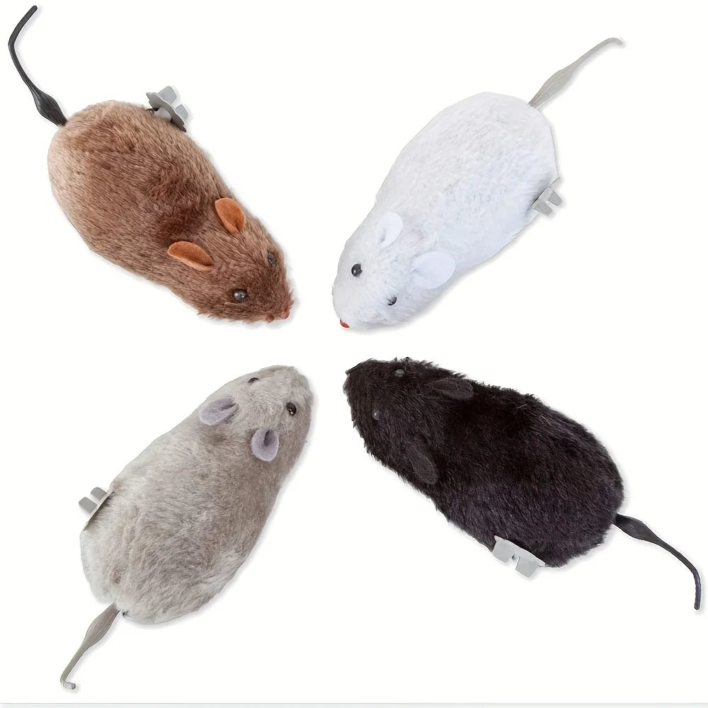1/5PCS Plush Wind-Up Mouse Toy – Interactive Moving Animal Toy for Cats