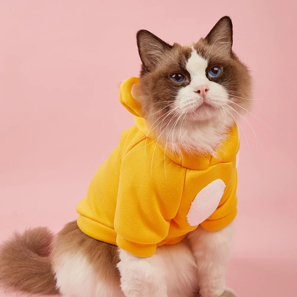 Cute Winter Pet Hoodie – Warm Outfit for Hairless Cats & Sphynx Kittens