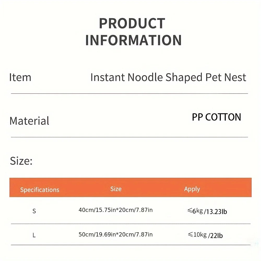 Super Large Cozy Pet Bed – Instant Noodle Style Warm Nest for Cats