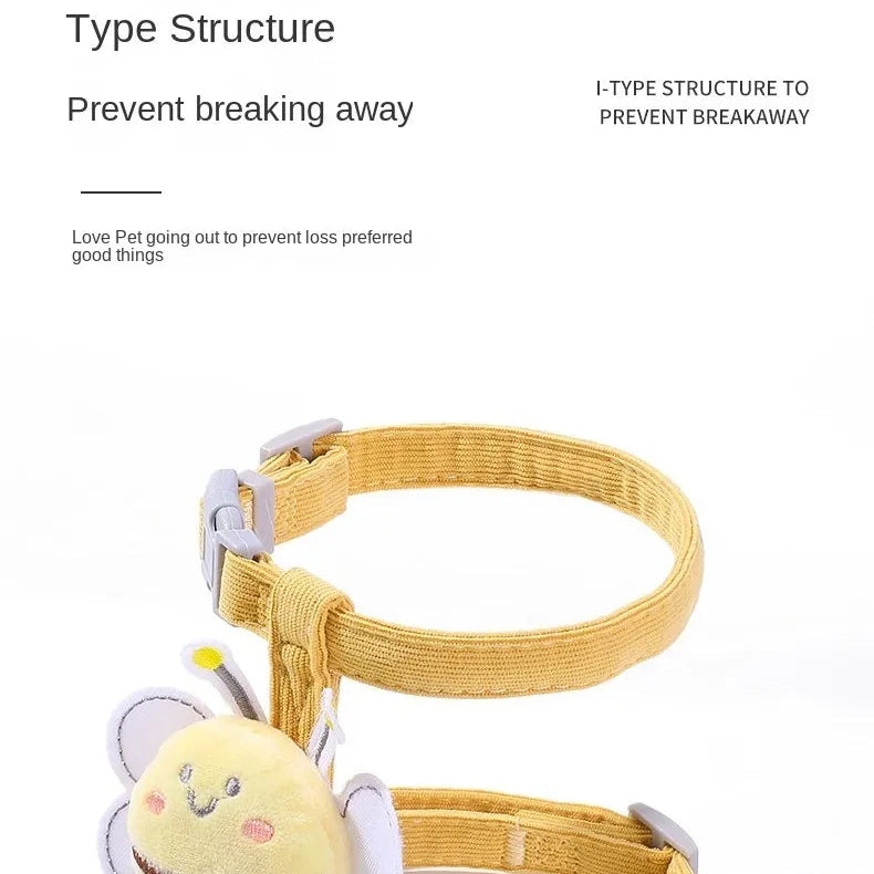 Cartoon Bee Cat Harness Set – Adjustable Double-Layer Leash for Small & Medium Pets