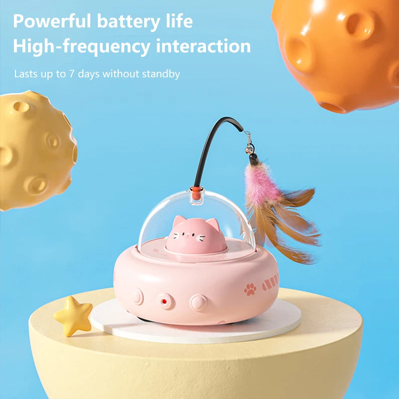 Electric Interactive Cat Toy – Rechargeable Feather Teaser Wand for Cats