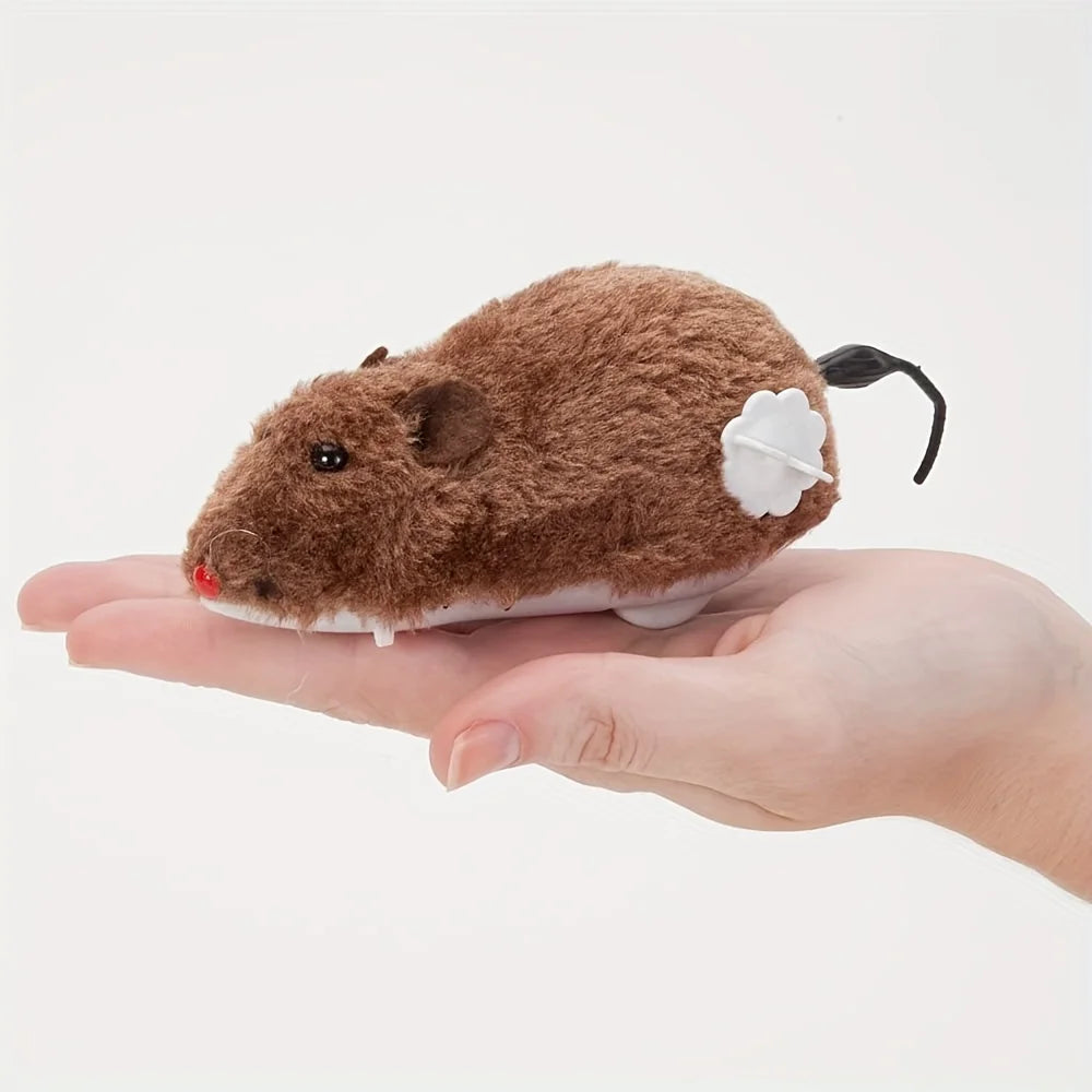 1/5PCS Plush Wind-Up Mouse Toy – Interactive Moving Animal Toy for Cats