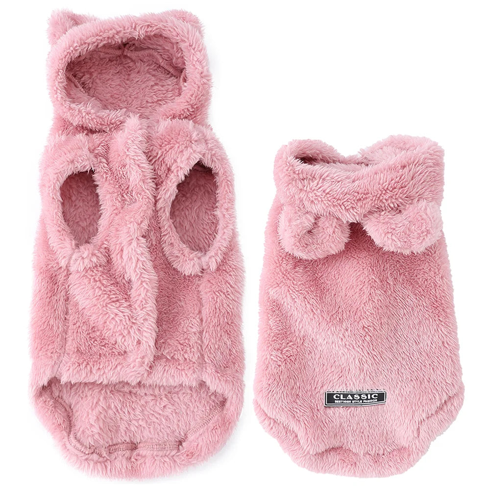 Fleece Winter Pet Hoodie – Cute Soft Clothes with Rabbit Ears for Small & Medium Cats
