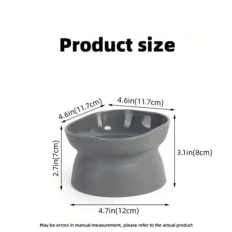 Classic Anti-Rollover Cat Bowl – Elevated Design with Wide Opening and Neck Protection