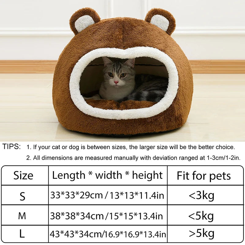 Funny Plush Cat Bed – Warm Soft Tent Cave for Kittens